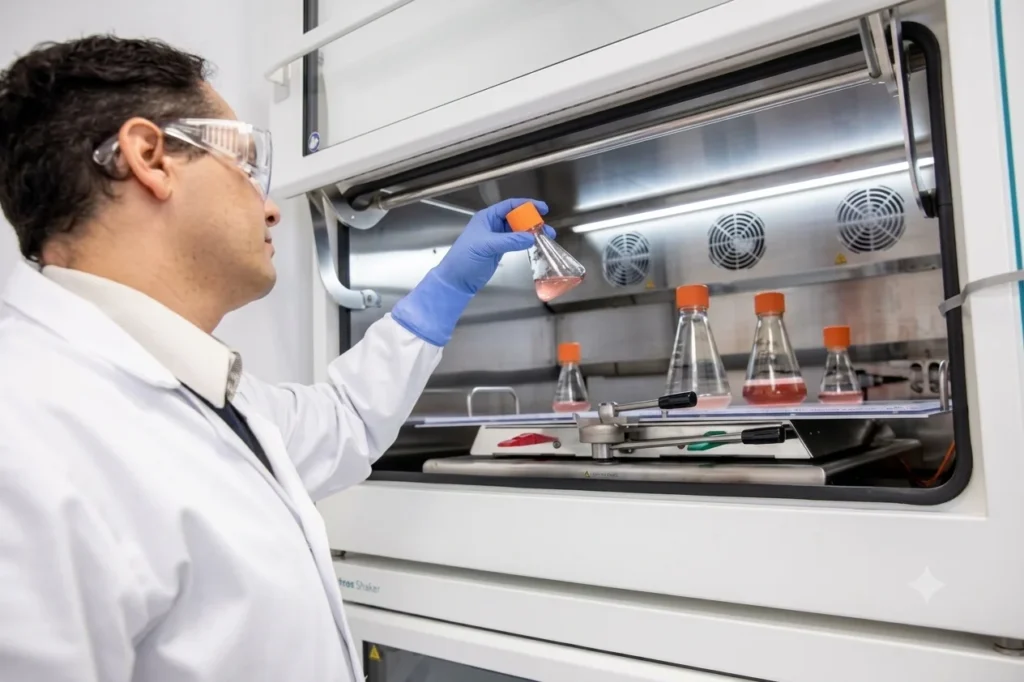 VVMF scientist working within the company's viral vector manufacturing facility in Sydney, Australia