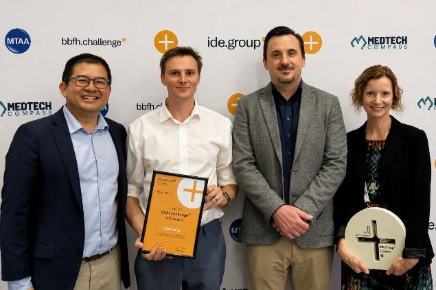 Image from left: Ian Goon - Tyree IHealthE, Dr Christopher BullOptosleep, Richard Sokolov - IDE group and Lynne Bilston - School of 
Biomedical Engineering, UNSW Syndey. Building Better Futures for 
Health challenge 2025